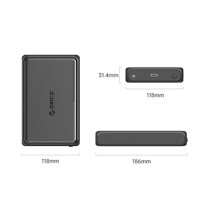 Orico кутия за диск Storage - Case - 3.5 inch USB-C black - DDL35-C3-EU-BK - image 1