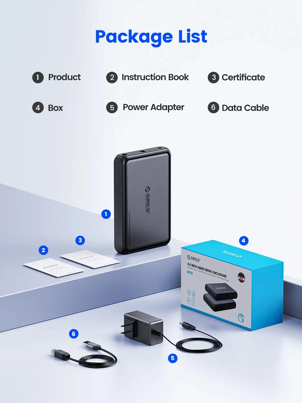 Orico кутия за диск Storage - Case - 3.5 inch USB-C black - DDL35-C3-EU-BK - image 11