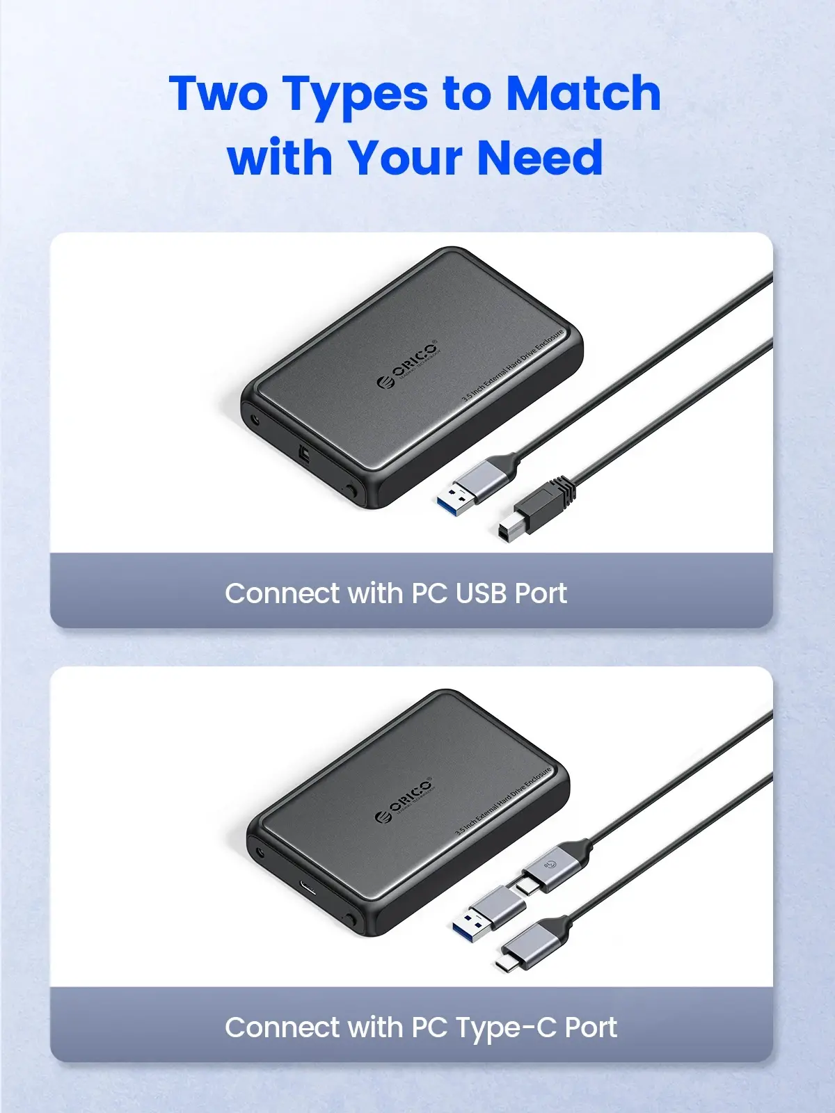 Orico кутия за диск Storage - Case - 3.5 inch USB-C black - DDL35-C3-EU-BK - image 2