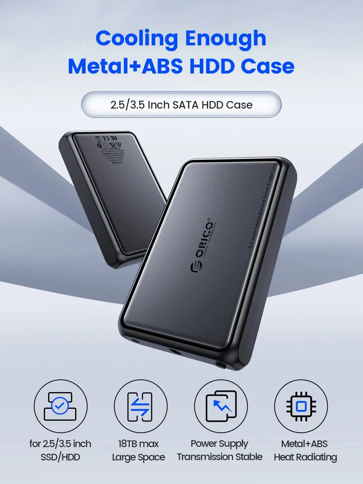 Orico кутия за диск Storage - Case - 3.5 inch USB-C black - DDL35-C3-EU-BK - image 3