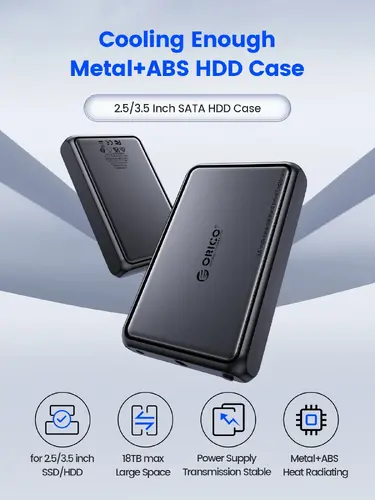 Orico кутия за диск Storage - Case - 3.5 inch USB-C black - DDL35-C3-EU-BK - image 3