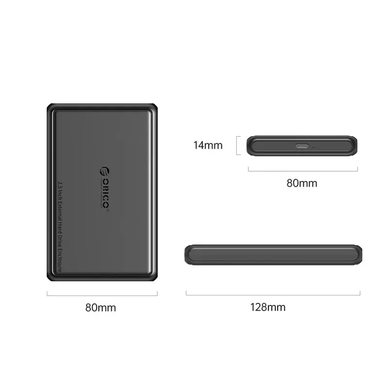 Orico външна кутия за диск Storage - Case - 2.5 inch USB-C/A Black - DDL25-C3-BK - image 1