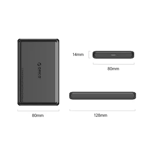 Orico външна кутия за диск Storage - Case - 2.5 inch USB-C/A Black - DDL25-C3-BK - image 1