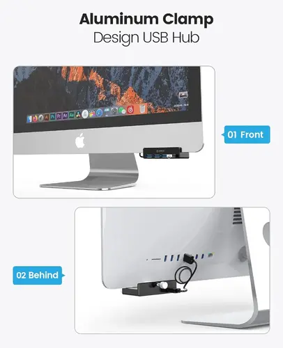 Orico хъб USB 3.0 HUB Clip Type 4 port - aux Micro-USB power input, Black - MH4PU-P-BK - image 4