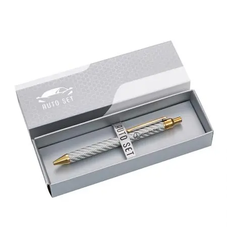 Химикалка Auto Set с лого на Mercedes-Benz, сиво и златно - image 2