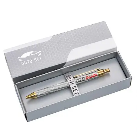 Химикалка Auto Set с лого на Audi, сиво и златно - image 2