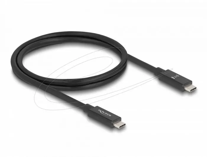 Delock Καλώδιο E-Marker USB-C, 80 Gbps, 16K 60 Hz, PD 3.1 240 W, 1 m, μαύρο