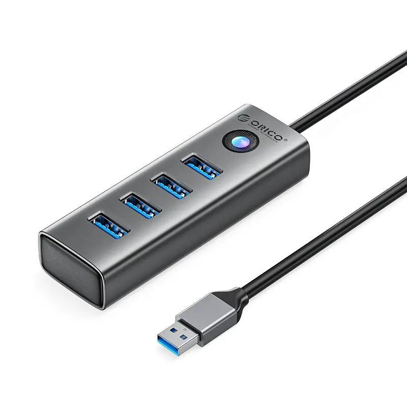 Orico хъб HUB USB3.0 4 port, Aluminium, Grey - PDD4U-U3-015-GY