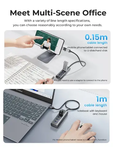 Orico хъб HUB USB3.0 4 port, Aluminium, Grey - PDD4U-U3-015-GY - image 7