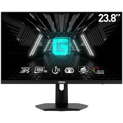 MSI G244F E2 Gaming Monitor, 23.8" 180Hz, FHD (1920x1080) 16:9, Rapid IPS Anti-glare, 1ms, 300nits, 1000:1, 178/178, Adaptive-Sync, Tilt, 1x DP, 2x HDMI, 3Y Warranty