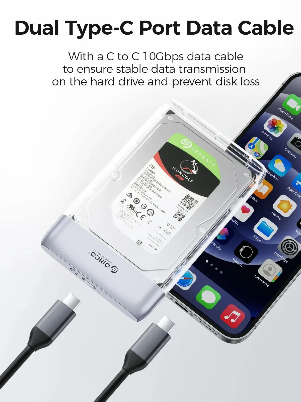Orico външна кутия за диск Storage - Case - 2.5 inch 5Gbps USB-C Transparent - TX25C3-GY-BP - image 10