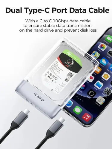 Orico външна кутия за диск Storage - Case - 2.5 inch 5Gbps USB-C Transparent - TX25C3-GY-BP - image 10