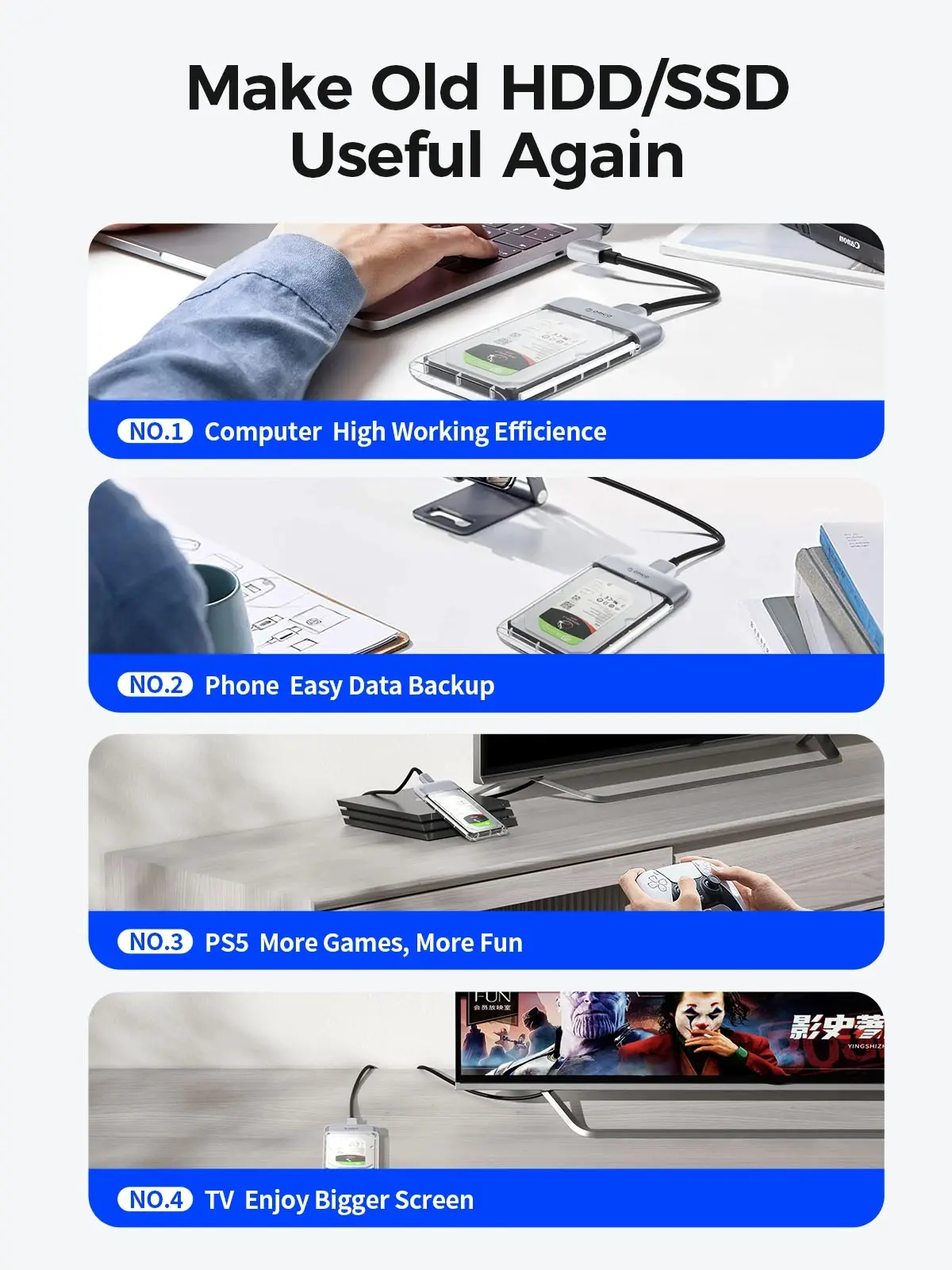 Orico външна кутия за диск Storage - Case - 2.5 inch 5Gbps USB-C Transparent - TX25C3-GY-BP - image 14