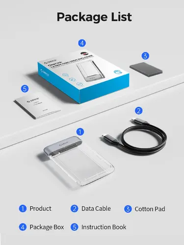 Orico εξωτερική θήκη δίσκου Storage - Θήκη - 2.5 ιντσών 5Gbps USB-C Διάφανη - TX25C3-GY-BP - 17