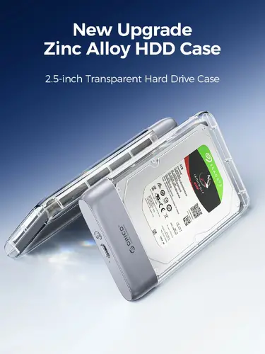 Orico външна кутия за диск Storage - Case - 2.5 inch 5Gbps USB-C Transparent - TX25C3-GY-BP - image 2