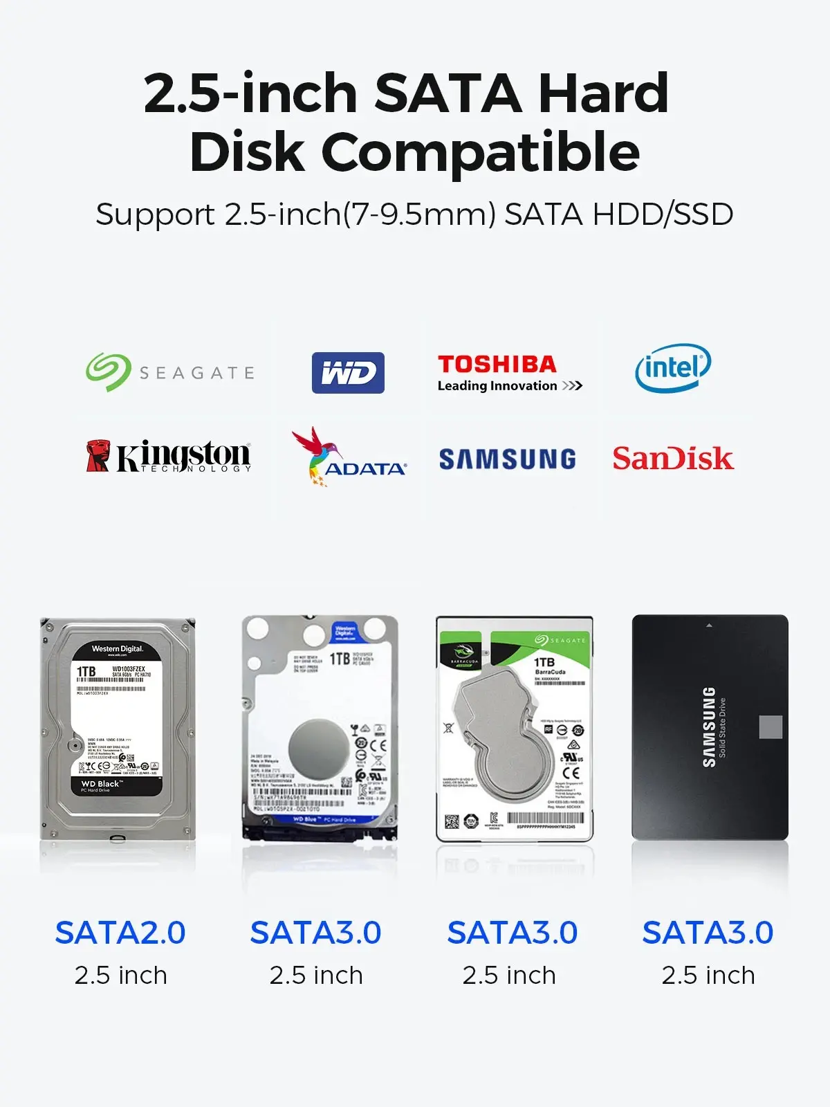 Orico външна кутия за диск Storage - Case - 2.5 inch 5Gbps USB-C Transparent - TX25C3-GY-BP - image 5