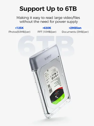 Orico външна кутия за диск Storage - Case - 2.5 inch 5Gbps USB-C Transparent - TX25C3-GY-BP - image 8