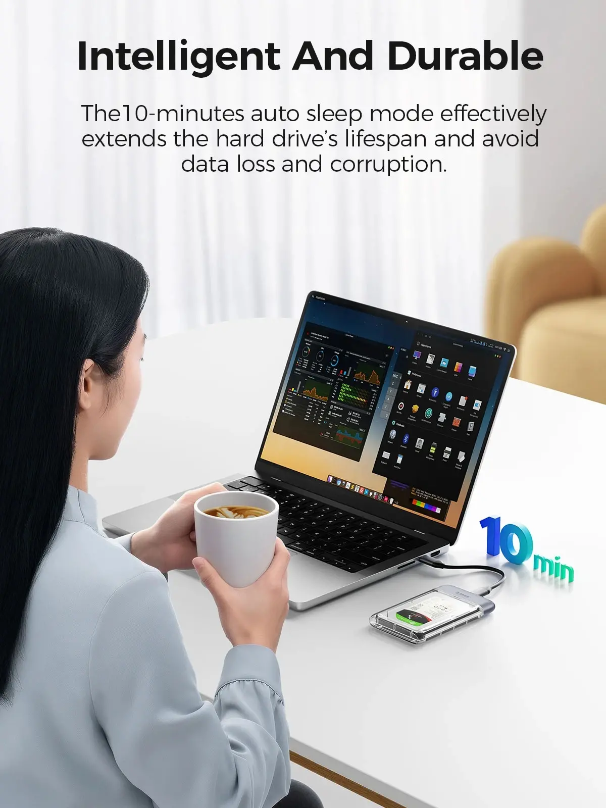 Orico εξωτερική θήκη δίσκου Storage - Θήκη - 2.5 ιντσών 5Gbps USB-C Διάφανη - TX25C3-GY-BP - image 9