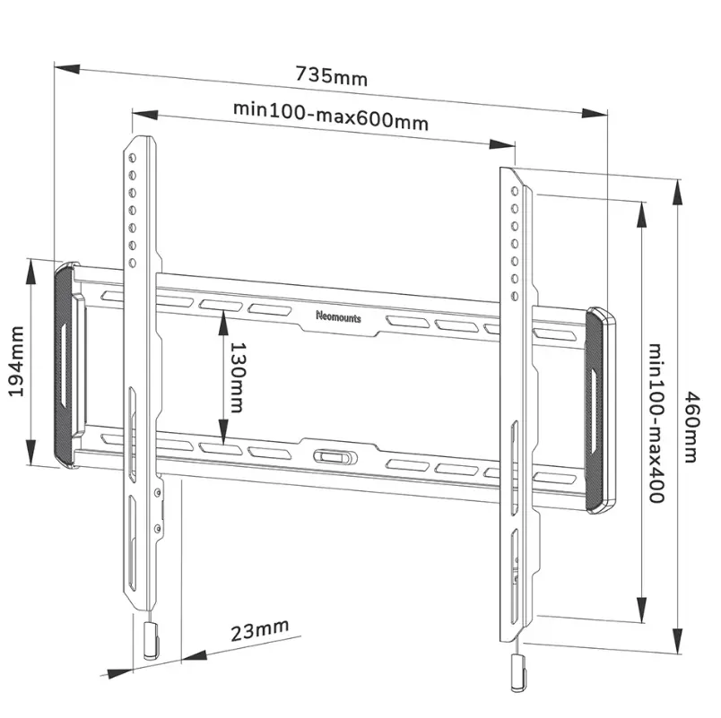 Стойка, Neomounts Screen Wall Mount (fixed, ultra thin, VESA 600x400) - image 4