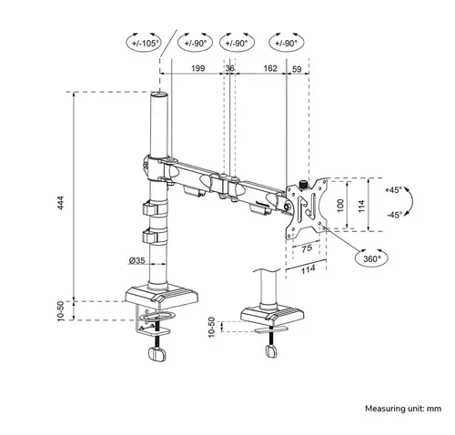 Стойка, Neomounts Nero Single Flat Screen Desk Mount (phone holder+Quick-fix clamp/grommet) - image 12