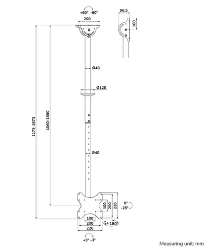 Стойка, Neomounts Flat Screen Ceiling Mount (Height: 106-156 cm) - image 17