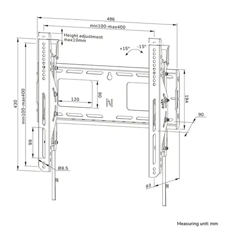 Стойка, Neomounts Level-750 Wall Mount (XL, 125 kg, tiltable, tilt guard, connectable, VESA 400x400) - image 16