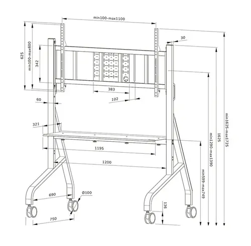 Стойка, Neomounts Move Go XL Mobile Floor Stand (fast install, height adjustable) - image 15