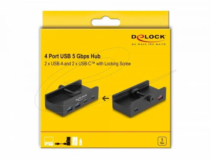 Delock USB Хъб, 4 порта, 5 Gbps, 2 x USB-A, 2 x USB-C - image 4