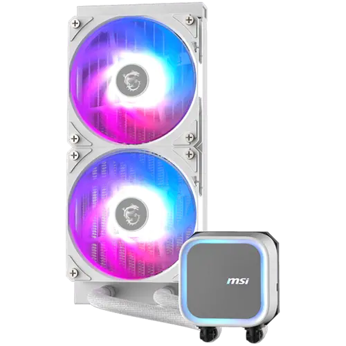 MSI MAG CORELIQUID A13 240 WHITE, 2x120mm Pre-installed ARGB Daisy Chain Fans, Replacable Top Cover, Copper Base Intel LGA 1700/1851, AMD AM5/AM4, 3Y Warranty - image 1