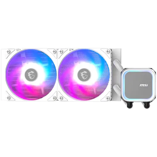 MSI MAG CORELIQUID A13 240 WHITE, 2x120mm Pre-installed ARGB Daisy Chain Fans, Replacable Top Cover, Copper Base Intel LGA 1700/1851, AMD AM5/AM4, 3Y Warranty