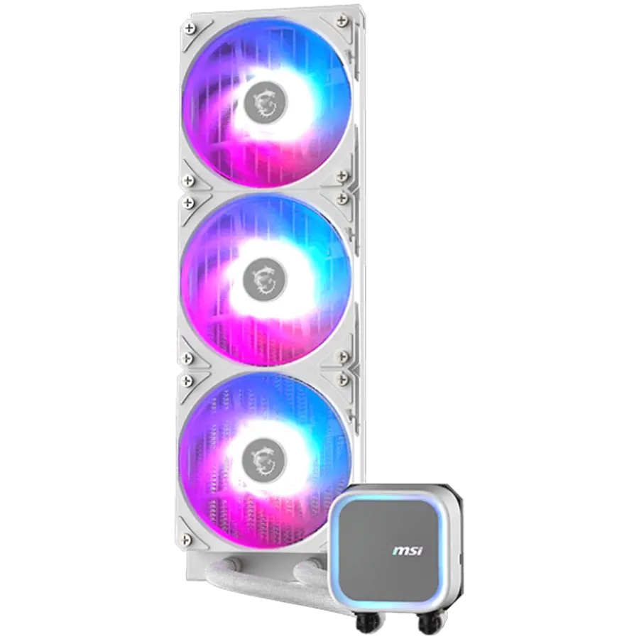 MSI MAG CORELIQUID A13 360 WHITE, 3x120mm Pre-installed ARGB Daisy Chain Fans, Replacable Top Cover, Copper Base Intel LGA 1700/1851, AMD AM5/AM4, 3Y Warranty - image 1