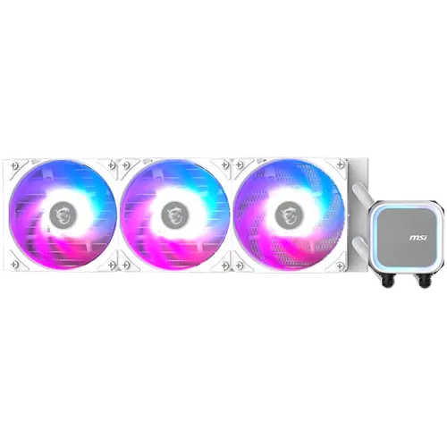 MSI MAG CORELIQUID A13 360 WHITE, 3x120mm Pre-installed ARGB Daisy Chain Fans, Replacable Top Cover, Copper Base Intel LGA 1700/1851, AMD AM5/AM4, 3Y Warranty