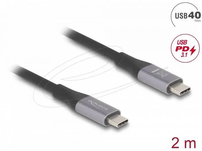 Delock Кабел E-Marker, USB-C, 240W, 2 m, сив - image 1