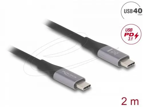 Delock Кабел E-Marker, USB-C, 240W, 2 m, сив - image 1