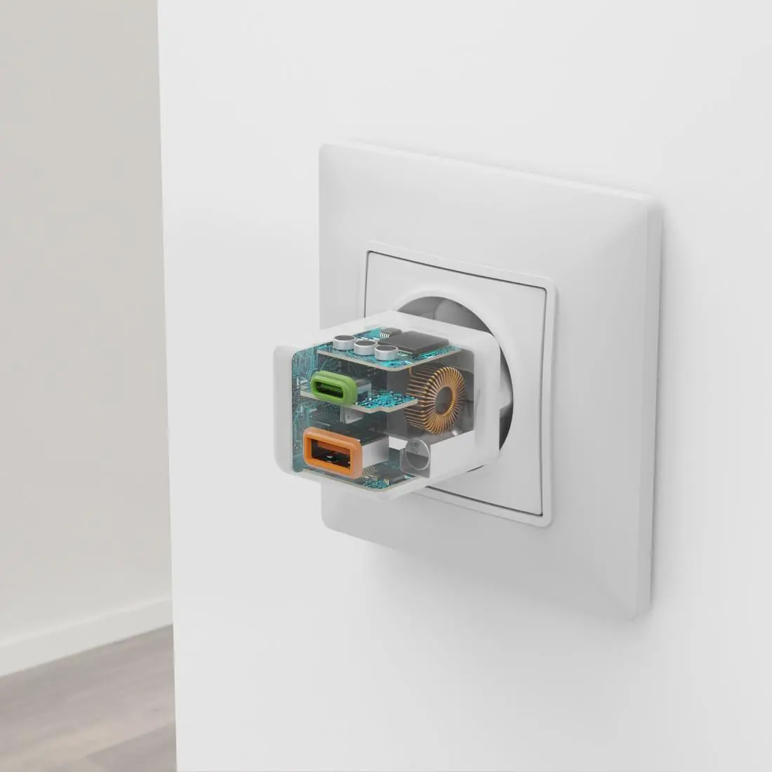 HAMA Бързо мини Gan зарядно, 30 W, 1x USB-C, 1x USB-A, PD, бял - image 10