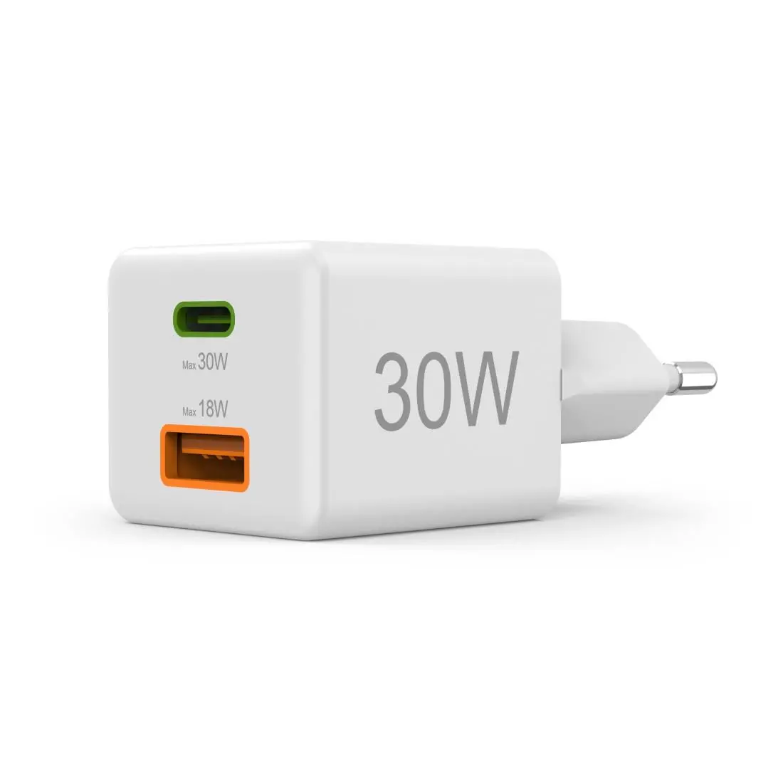 HAMA Бързо мини Gan зарядно, 30 W, 1x USB-C, 1x USB-A, PD, бял - image 6