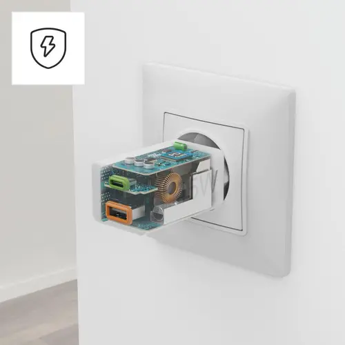 HAMA Mini încărcător rapid, 45 W, 1x USB-C - 1x USB-A, PD, alb - 21
