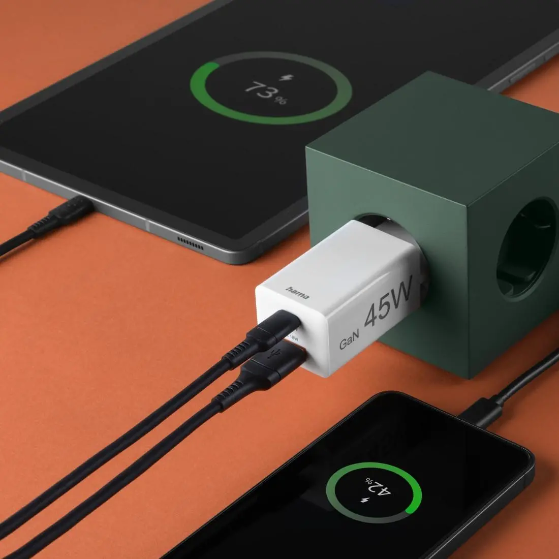 HAMA Бързо мини зарядно, 45 W, 1x USB-C - 1x USB-A, PD, бяло - image 7