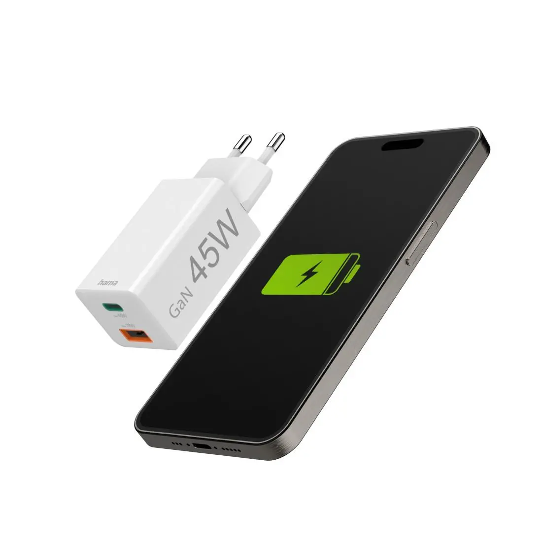 HAMA Бързо мини зарядно, 45 W, 1x USB-C - 1x USB-A, PD, бяло - image 8