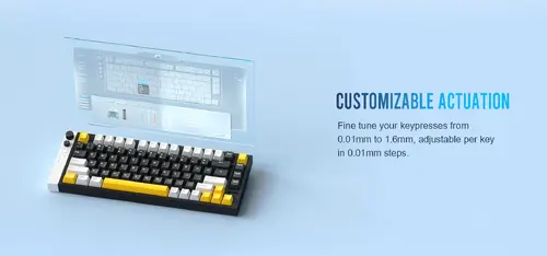 Lamzu професионална геймърска механична клавиатура Professional Gaming Mechanical Keyboard JET 75 - 8K, Magnetic Gateron Jade Switches - Black/Yellow - image 11