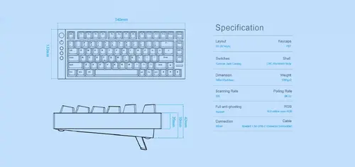 Lamzu професионална геймърска механична клавиатура Professional Gaming Mechanical Keyboard JET 75 - 8K, Magnetic Gateron Jade Switches - Black/Yellow - image 15