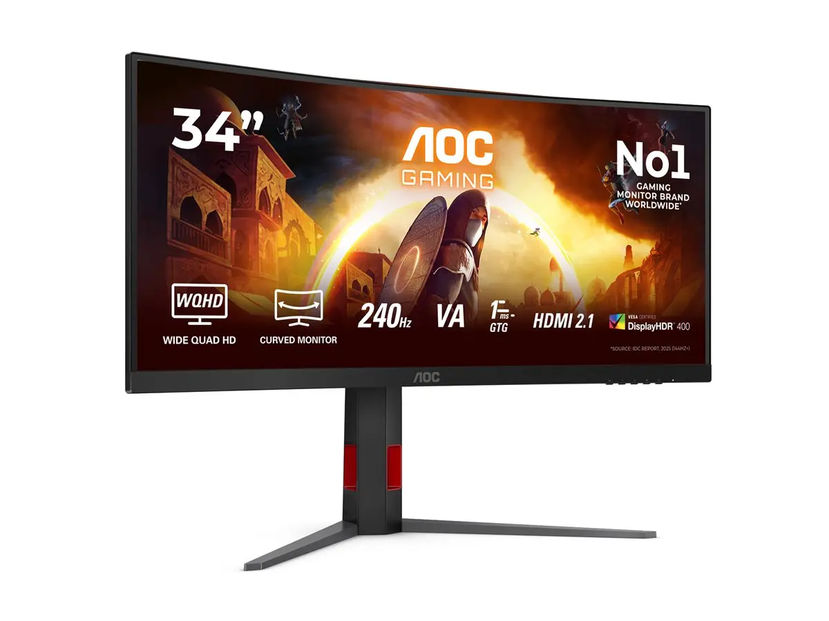 Монитор, AOC CU34G4Z, 34" Curved 1500R, VA, WLED, 3440x1440@240Hz, 1ms GtG, 0.3ms MPRT, 450cd m/2, 2500:1, 80M:1 DCR, Adaptive Sync, FlickerFree, Low Blue Light, Tilt, Height Adjust, Pivot, Swivel, 2xHDMI, DP, USB hub - image 5