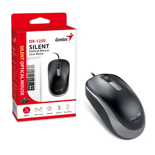 Genius безшумна мишка Silent Mouse DX-125S Black+Grey - SILENT, USB - image 2