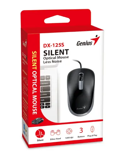 Genius безшумна мишка Silent Mouse DX-125S Black+Grey - SILENT, USB - image 3