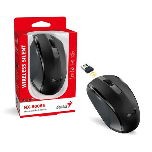 Genius безжина безшумна мишка Wireless Silent Mouse - NX-8008S Black - Silent, 2.4GHz - image 3