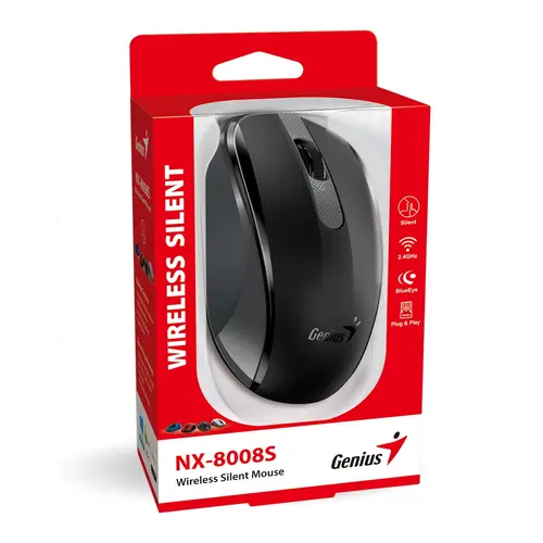 Genius ασύρματο αθόρυβο ποντίκι NX-8008S μαύρο - αθόρυβο, 2.4GHz - 5
