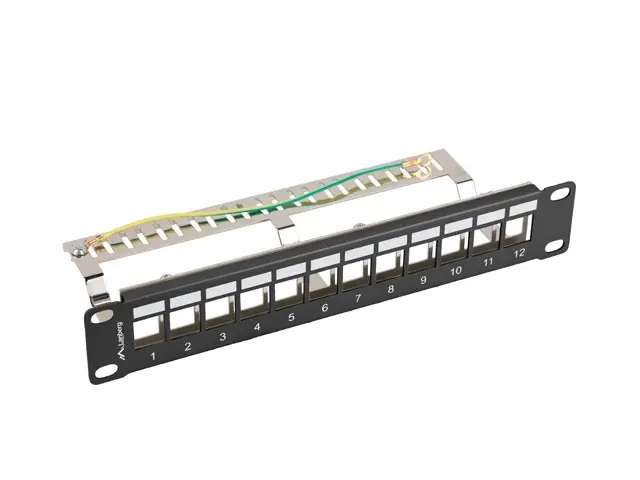Пач панел, Lanberg patch panel blank 12 port 1U 10" ftp for keystone modules black v2 - image 1