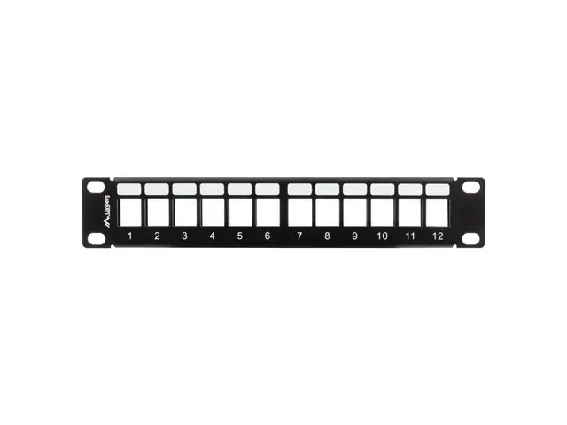 Пач панел, Lanberg patch panel blank 12 port 1U with organizer for keystone modules black - image 1