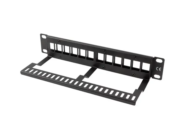 Пач панел, Lanberg patch panel blank 12 port 1U with organizer for keystone modules black - image 2