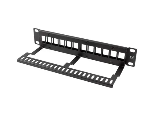 Patch panel, Lanberg patch panel blank 12 θυρών 1U με organizer για μονάδες keystone, μαύρο - 3